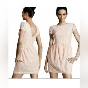 H&M Conscious Collection sz 10 Soft Pink Lace Backless Dress, lined, wrap back